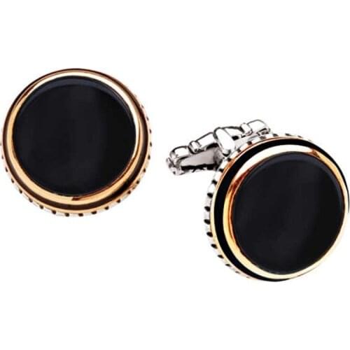 Silver Onix Stone Round Cufflinks