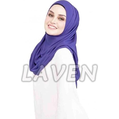 Laven Double Loop Instant Chiffon Hijab Scarf Women Muslim Shawl Wraps Islamic Ready to Wear Hijabs Foulard Bandana 180*75cm 1pc
