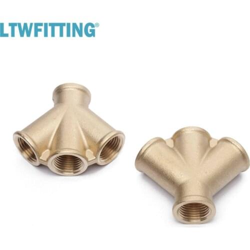 LTWFITTING Brass Pipe Female 4 Way Y Cross Fitting 1/2" NPT Fuel Air Water