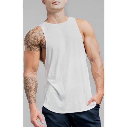 New Men Gym Bodybuilding Tank Tops Summer Solid Cotton Muscle Stringer Athletic Fit Tanks Male Man Fashion Tank Tees Clothing