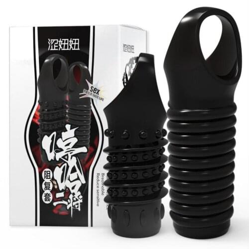 Extension Reusable Condom Penis Sleeve Male Enlargement Time Delay Spike Clit Massager Cover Crystal Clear Condoms Adult S0602