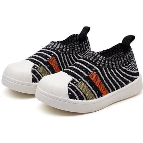 Fashion Childrens Shoes Kids Casual Sneakers For Toddlers Baby Boys Girls Comfortable Breathable Toes-protected Knitted Fabric