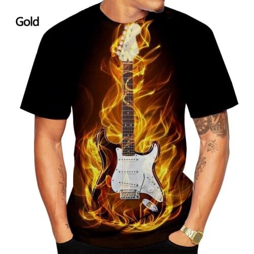 Fashion Man/Woman Music Guitar 3D Printed T-Shirt Summer Casual Short Sleeve T-Shirt Top