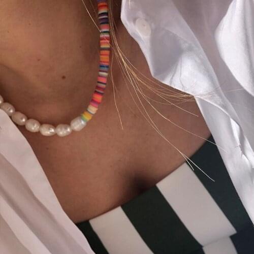 Fashion Imination Soft Polymer Clay Beads Choker Necklace Imination Pearl Choker Necklace Cute Chain Pendant for Women Jewelry