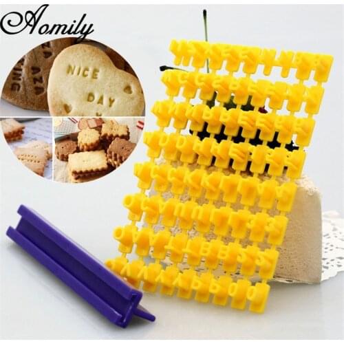 Aomily English Letter Numbers Cookie Mould Cutter Set Chocolate Fondant Cake Baking Tool Birthday Biscuit Sugarcraft Press Set