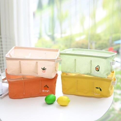 Desktop Storage Box Fabric Small Basket for Sundries Cosmetic Lipstick Embroidery Finishing Box Mask Holder Bra Socks Organizer