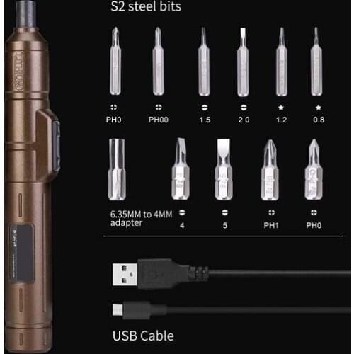 New 1SET Electric Precision Screwdriver 4V USB Rechargeable Mini Cordless Household with 11pcs Bits Mobile Repair Tools Set
