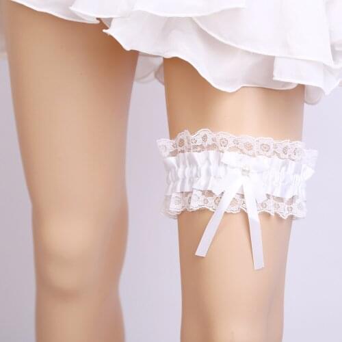 NEW Wedding Bridal Lace Pearls Garter Bowknot Trim Bride Night Party Theme Dress Wedding Party Gift Favor