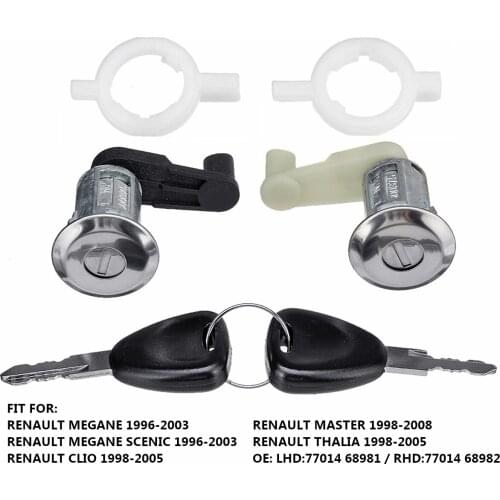 New left and right door lock barrels with 2 keys for Renault Megane Scenic Clio Master OE 7701468981 7701468982