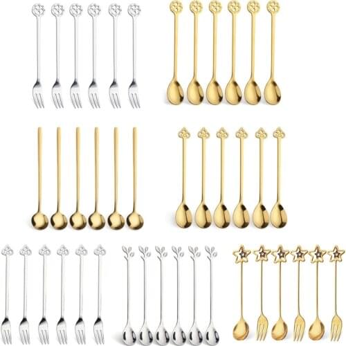 OOTDTY Creative Stainless Steel Coffee Spoon Teaspoon Dessert Snack Scoop Ice Cream Mini Spoons Tableware Coffee Scoops