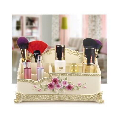 Luxury Makeup Tools Storage Cosmetic Lipstick Holder Handicraft Carving And Painting Eco Resin Makeup Organizer Cosmetic Holder