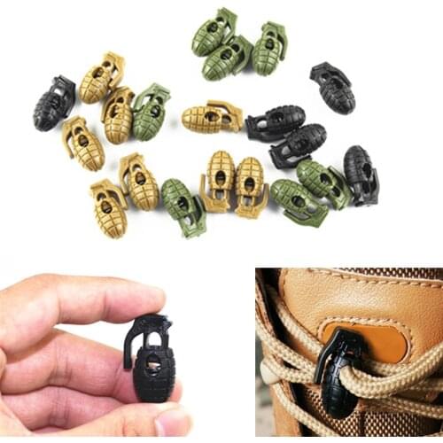 Hike Outdoor Lock Camp Stopper Survive Shoe Lace Rope Clamp Cord Paracord Clip Grenade Buckle Shoelace