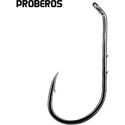 PROBEROS Brand Fishing Hook 1#-5/0# Fish Hooks BAITHOLDER Black Color Jig Big Single Hook