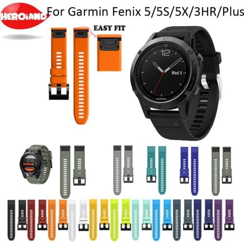 26 22 20MM Watchbands Strap for Garmin Fenix 5X 5 5S 3 3HR D2 S60 GPS Watch Quick Release Soft Silicone Easyfit Wrist Band Strap