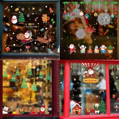 Merry Christmas Wall Stickers Santa Claus Window Room Decoration Pvc Vinyl New Year Home Decor Removable