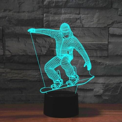 [Seven Neon]Skiing Acrylic 7Colors Desk Lamp 3D Lamp Snowboard Child Gift Novelty Led Night Light Millennium Falcon Light