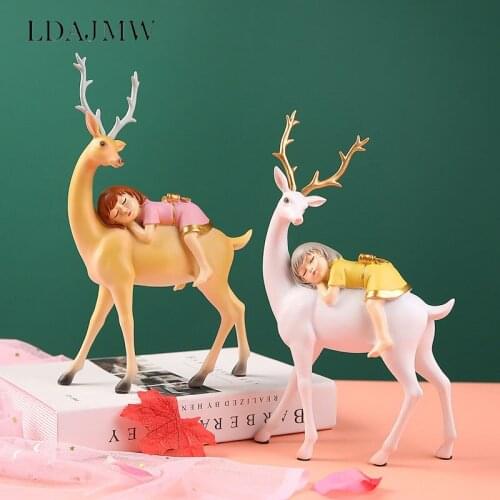 Nordic Creative Fairy Tale Unicorn Girl Home Crafts Resin Ornaments Childrens Room TV Cabinet Desktop Decoration Sculpture Gift