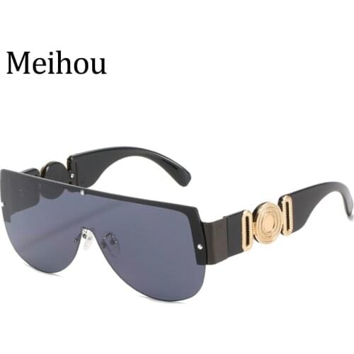 Oversized Pilot Sunglasses Women New Fashion Brand Rimless Flat Top Black Sunglasses Ladies Vintage Shades Big Eyewear UV400