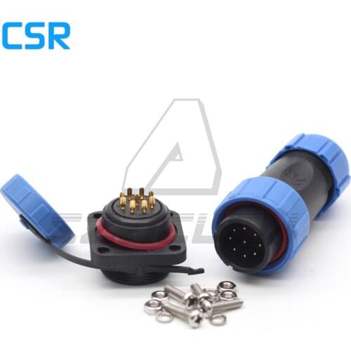 SP21 IP68 waterproof connector plug male and socket female 9pin power cable connector Square flange panel mounting connector
