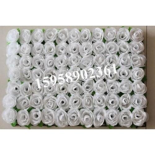 SPR Free Shipping- white with green leaf-10pcs/lot Artificialsilk rose flower wall wedding background lawn/pillar