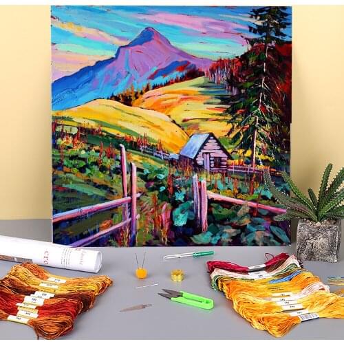 Landscape Printed 11CT Cross-Stitch Embroidery Patterns DMC Threads Knitting Handicraft Needlework Handmade Home Decor Package