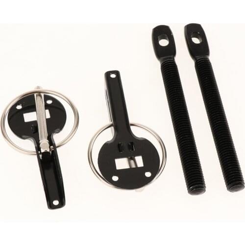 Alloy Metal Key Latch Black 1 Kit/Set Mount Bonnet Hood Catch Universal Pin Locking Racing Sport