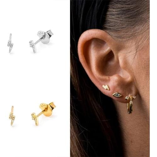 2019 Top Selling 100% 925 Sterling Silver Lightning Pendant Stud Earrings for Women A30