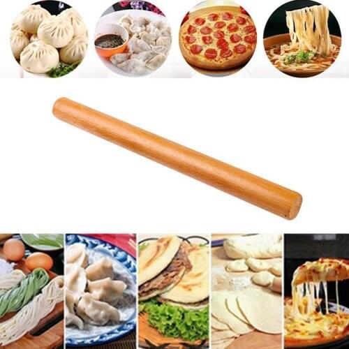 Behogar 1PCS Non-stick Solid Wooden Rolling Pin Stick Dough Roller Baking Cooking Tool for Dumpling Pasta Cookies Pizza Pastry