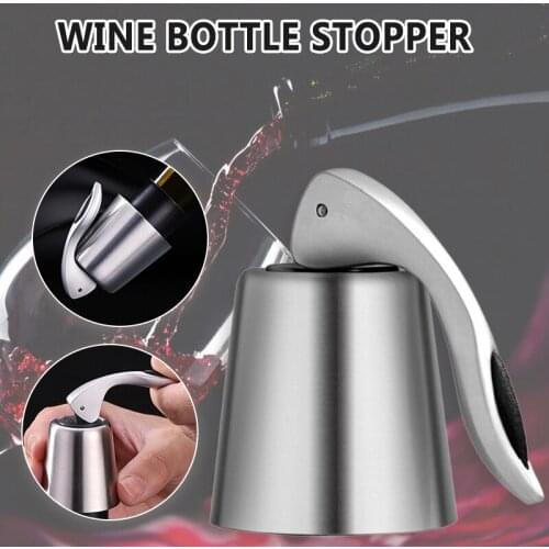 1 Pcs Wine Stoppers Stainless Steel Wine Bottle Plug Reusable Portable Keep Fresh xqmg Bar Accessories Kitchen Dining Bar Garden