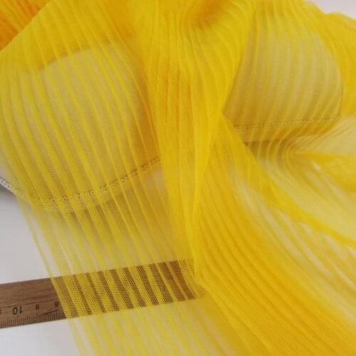 1 yard Yellow Tulle Accordion Pleated Fabric Tulle Fabric With Vertical Crease, Tulle Panel Lace Fabric, Ruffled Tulle Fabric