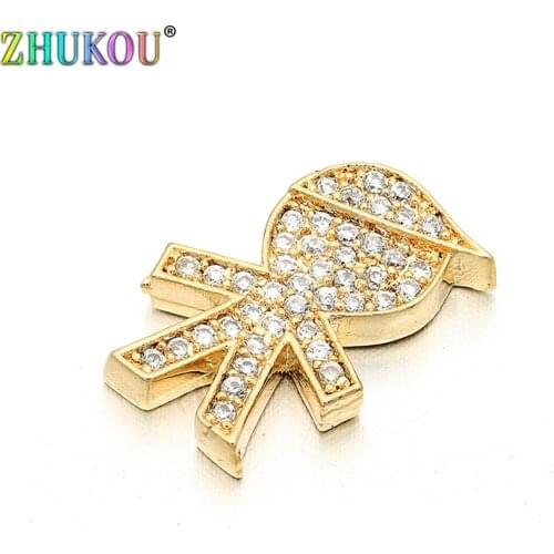 10*14mm Popular Rose Gold Copper Zircon Boy Charms Connectors DIY Jewelry Bracelet Necklace Making, Model: VS26