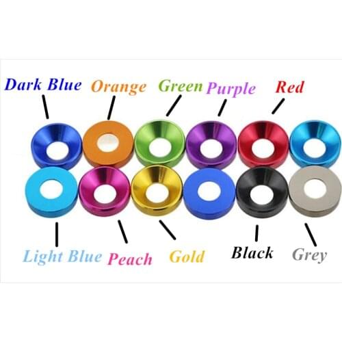 10pcs M2 M2.5 M3 M4 M5 M6 Aluminum Flat Washer Gasket Al alloy Colourful Washer Gasket for Countersunk Head Bolt Model flight