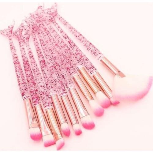 10PCS Mermaid Makeup Brushes Set Foundation Powder Eye Shadow Eyeliner Makeup Brushes Eyebrow Blush Lip Make Up Brush Mermaid