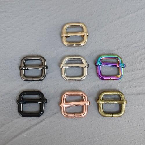 100 Pcs 15mm Metal Slider Adjustment Buckle Slides Bar Strap Adjuster Buckle for Leather Craft Bag Shoulder Belt Strap Webbing