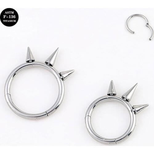 16G Implant Grade Titanium ASTM F136 Septum Piercing Clicker Hinged Spiral Clicker Nose Ring Cubic Zircon Hoop Jewelry