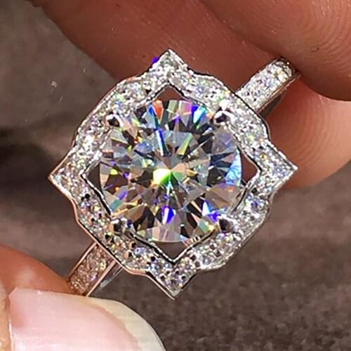 18K Au750 White Gold Women Ring Moissanite Diamonds 1 2 3 4 5 Carat Round Square Wedding Party Engagement Anniversary Ring