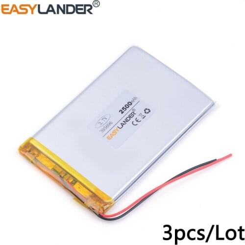 3pcs /Lot 3.7v lithium Li ion polymer rechargeable battery 395696 2500mAh For MP5 GPS PSP DVD E-book Tablet PC phone