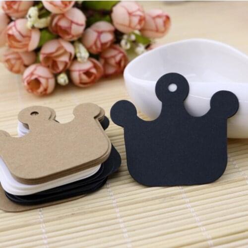 3000pcs Crown Kraft Paper Tag Hand Made Gift Paper Cards DIY Price Label for Wedding Birthday Party Sewing Garment Tags