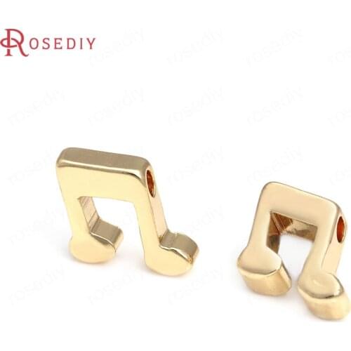 40329)20PCS 8x9MM Hole 1.5MM 24K Gold Color Brass Music Symbol Charms Pendants Jewelry Making Supplies Diy Findings Accessories
