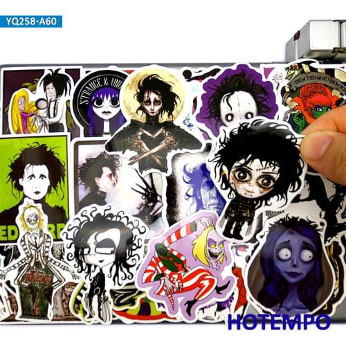 60pcs Tim Burton Style Classic Movie Mixed Graffiti Stickers for DIY Laptop Suitcase Phone Case Skateboard Car Decals Stickers