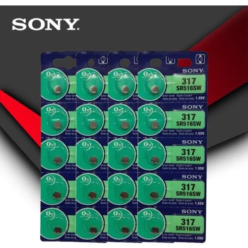 100% Original Sony 20pc 317 SR516SW SR516 1.55V Silver Oxide Button Cell Coin Battery High Capacity Calculator Car Remote