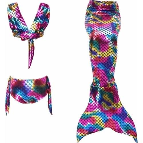 2-12Y Girl Kids Halloween/Christmas Ariel Mermaid Cosplay Costumes Kids Mermaid Tails Swimming Suit Swimmable Mermaid-Tail Bikin