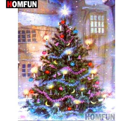 HOMFUN 5D DIY Diamond Painting Full Square/Round Drill "Christmas tree" 3D Embroidery Cross Stitch gift Home Decor A01865