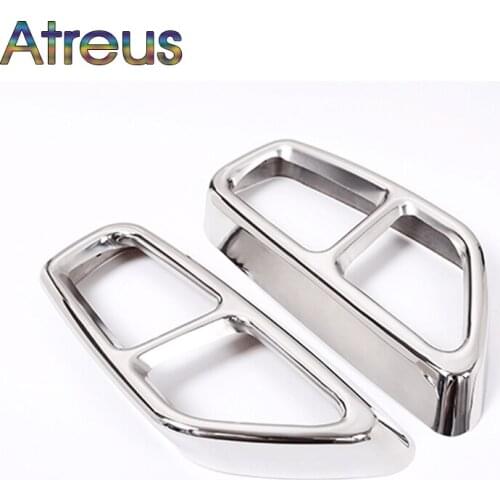 Atreus 1Pair Car Exhaust pipe Tail Throat Modified Stainless Steel Stickers For BMW 5 Series G30 2017 2018 5-Series Accessories