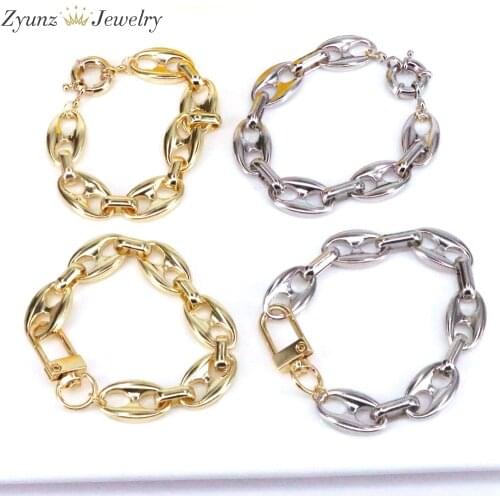 5PCS, Coffee Beans Link Chain Bracelet for Men Women Metal Gold Silver Color Fashion Jewelry Gift