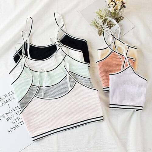 Teenage Girl Bra Puberty Candy Color Sport Training Clothing Striped Patchwork Thread Ribbed Wireless Bralette Cute bra