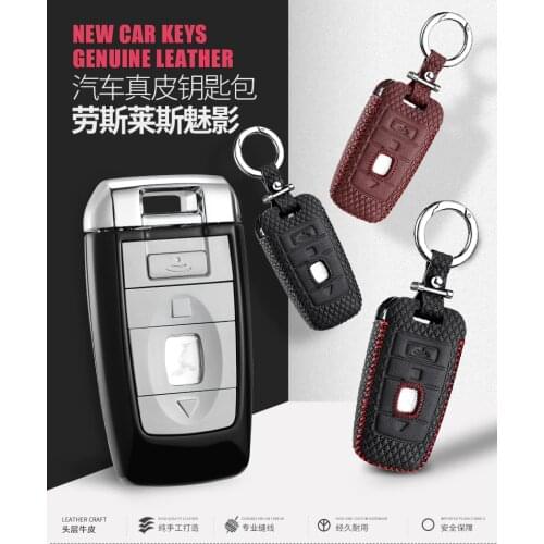 Car Key Cover case for Rolls-Royce Phantom 2018 Black Badge Edition 2017 6.6t CAR holder case keychain key ring genuine leather