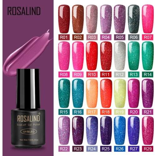 ROSALIND Hybrid Nail Gel Polish For Manicure Nail Art 7ML Rainbow Color UV Acryl Gel Varnishes For Nail Polish Set Top Coat