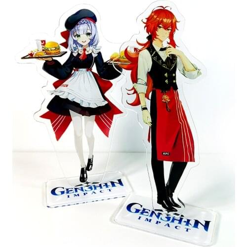 Genshin Impact x KFC characters Noelle Diluc GM acrylic stand figure model plate holder topper anime