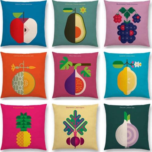 Hot Sale Lovely Fruits Vegetable Lemon Pineapple Avocado Blackberry Onion Beetroot Cucumber Colorful Cushion Sofa Throw Pillow